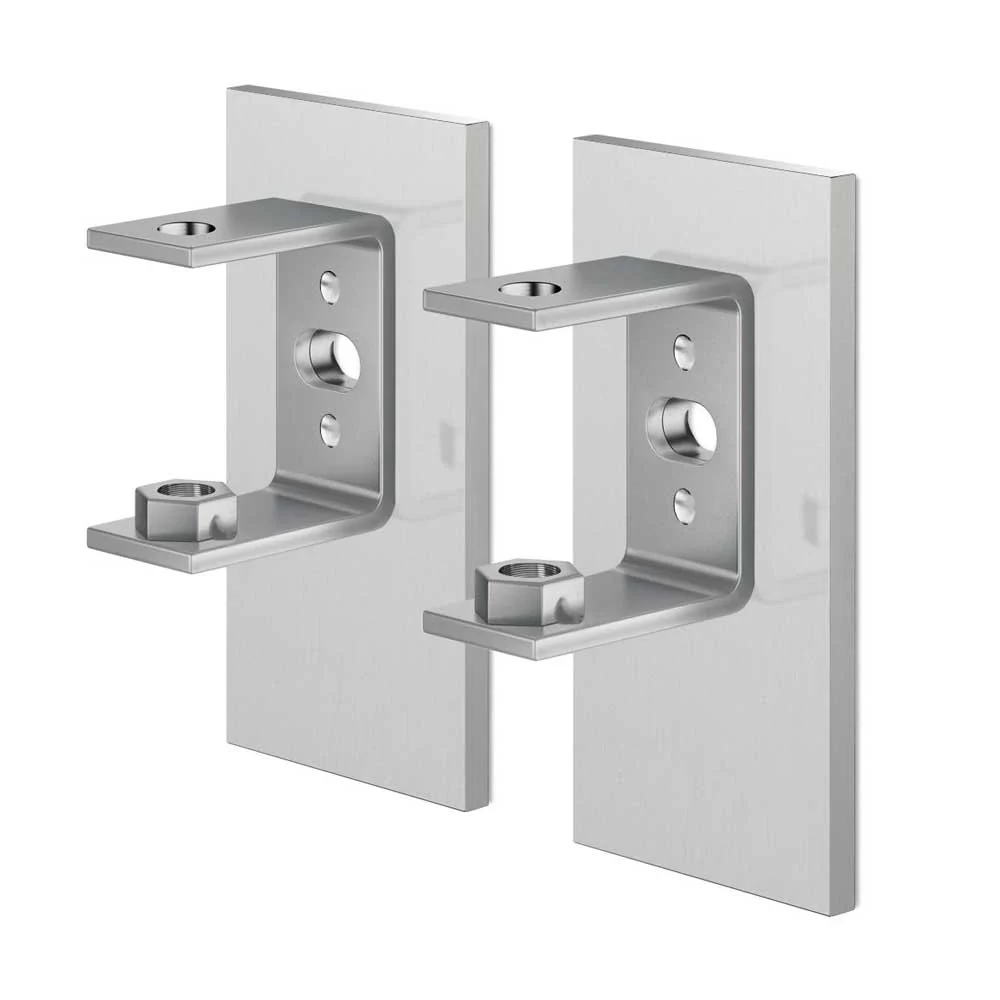 Linea Premium Brushed Steel Wall Brackets - Professional Adhesive Mount Set (2-Pack)