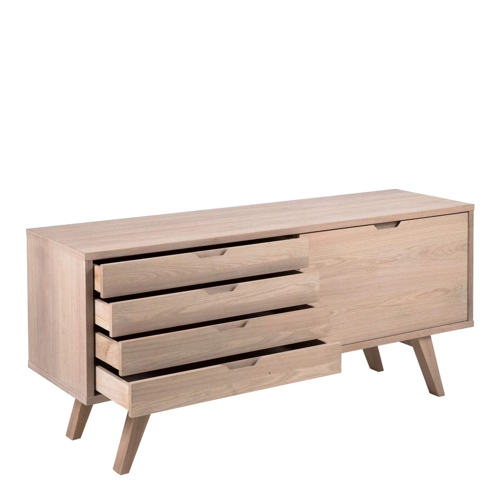 A-Line Sideboard with 4 Drawers and Sliding Door in White Oak - Image 5