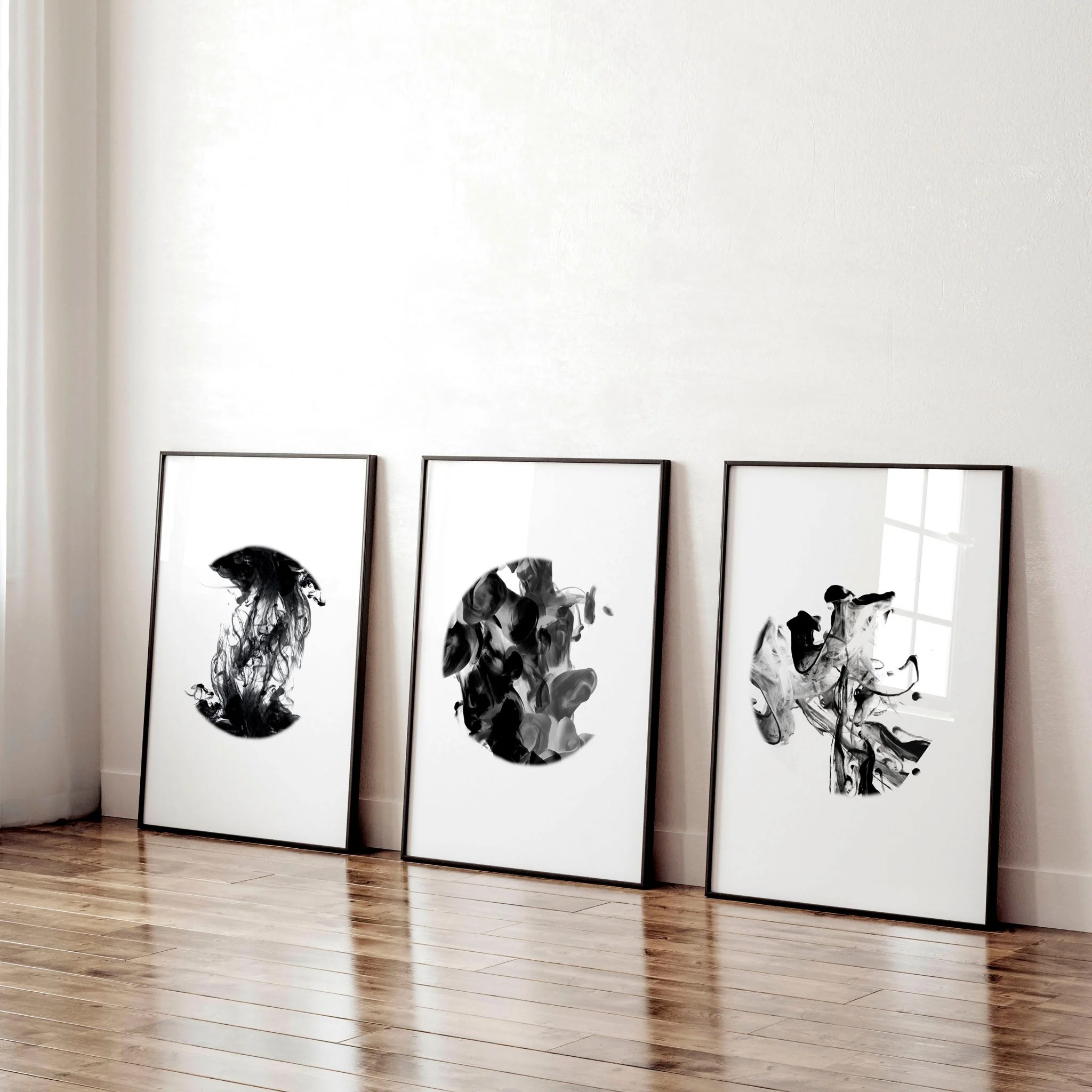 Abstract wall art set of 3 | set of 3 framed wall art for office - Image 2