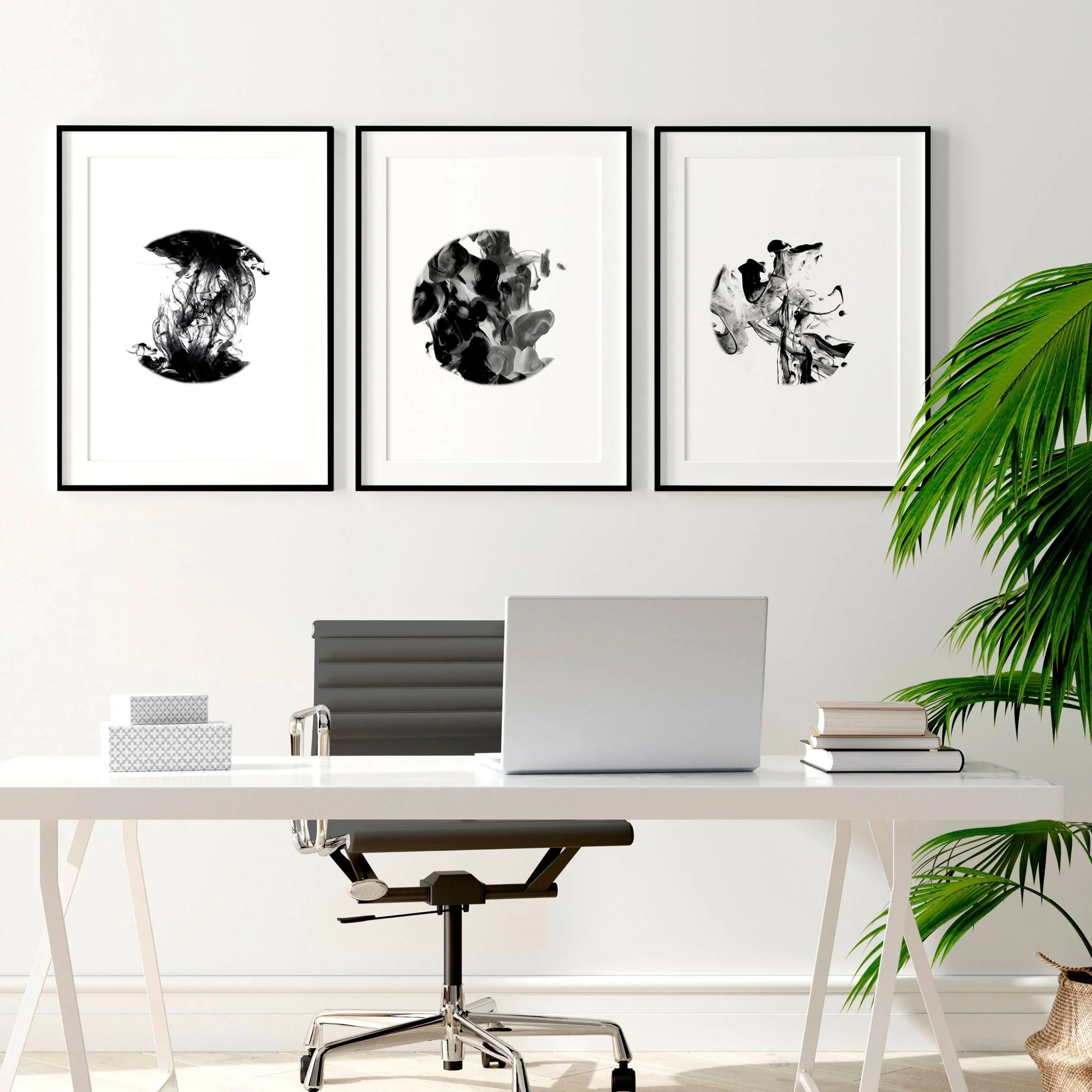 Abstract wall art set of 3 | set of 3 framed wall art for office - Image 4
