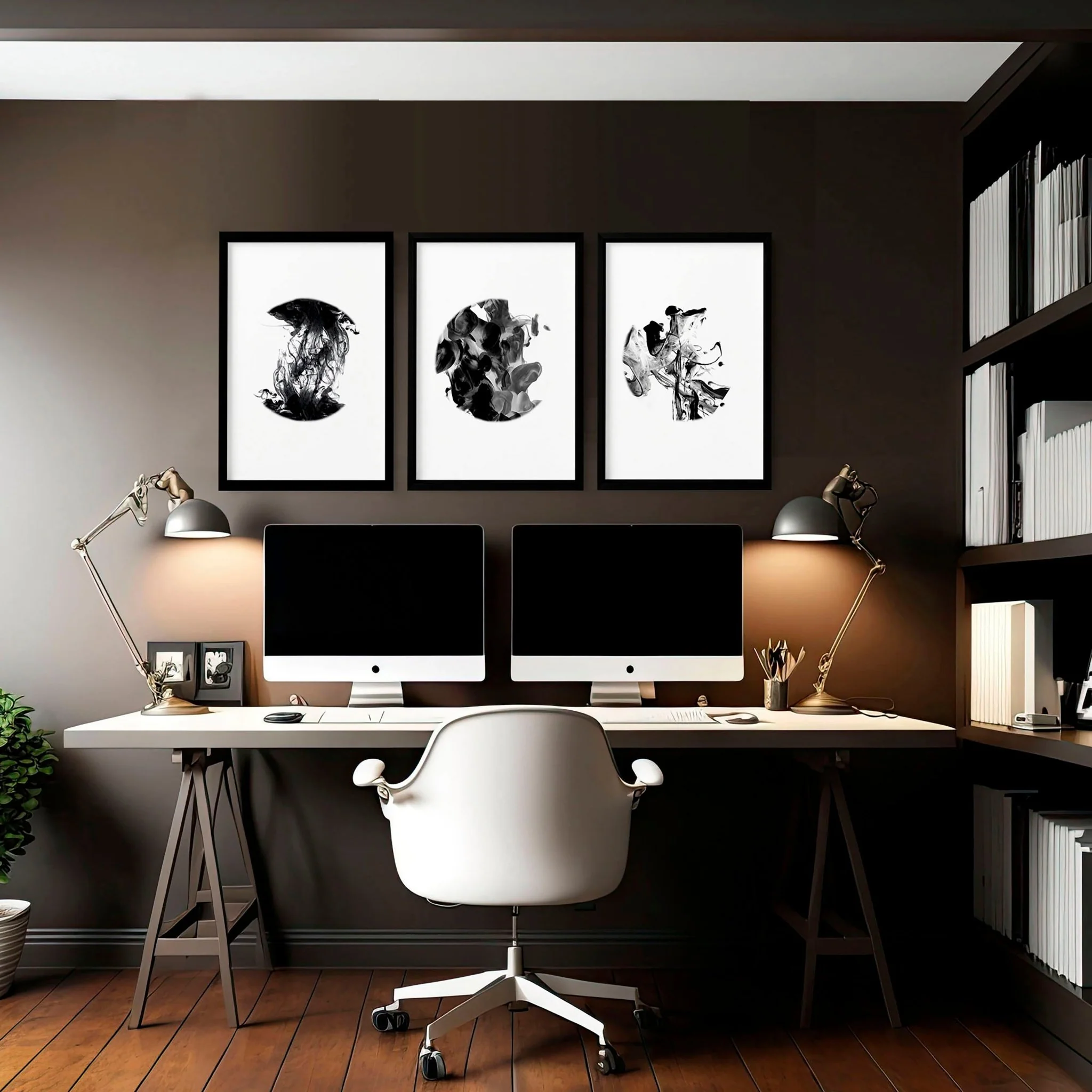 Abstract wall art set of 3 | set of 3 framed wall art for office - Image 5