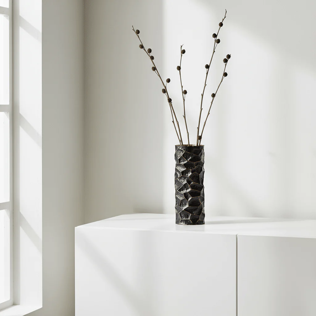 Akola Largemetal Vase In Black And Gold - Image 4