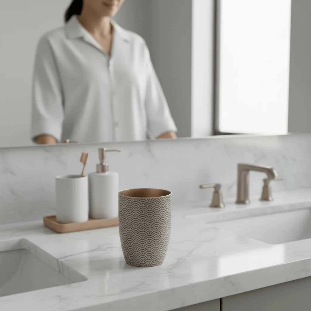 Allegra Etched Metallic Bathroom Tumbler - Image 2