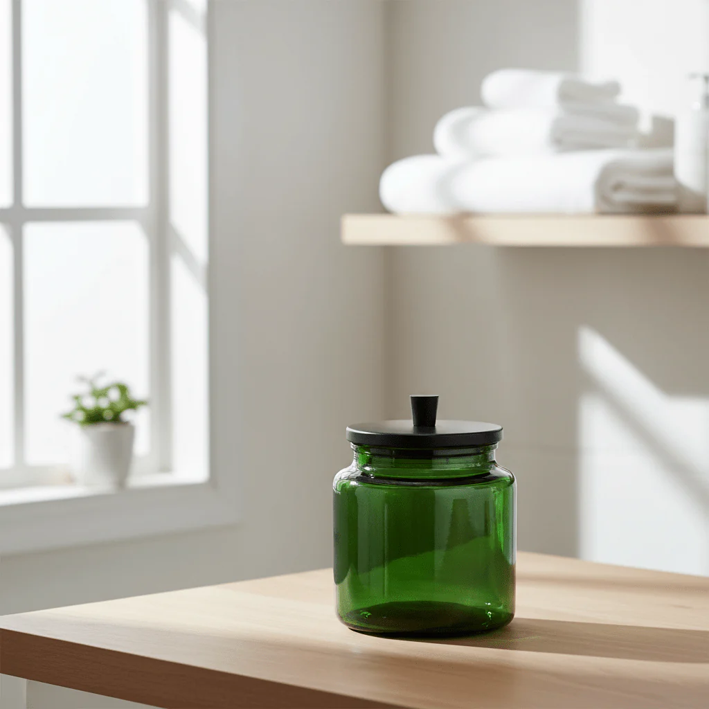 Allegra Kiara Green Glass Bathroom Jar - Image 3