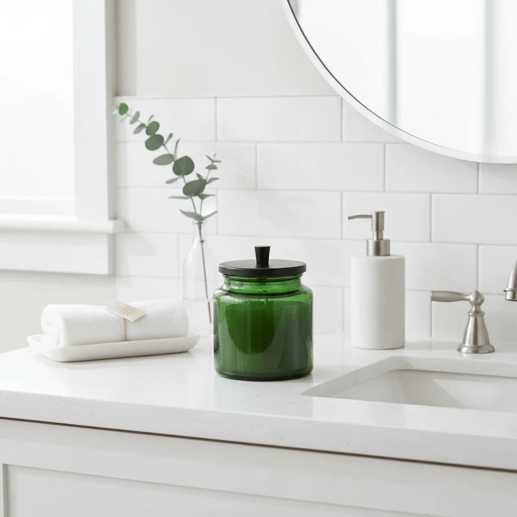 Allegra Kiara Green Glass Bathroom Jar - Image 8