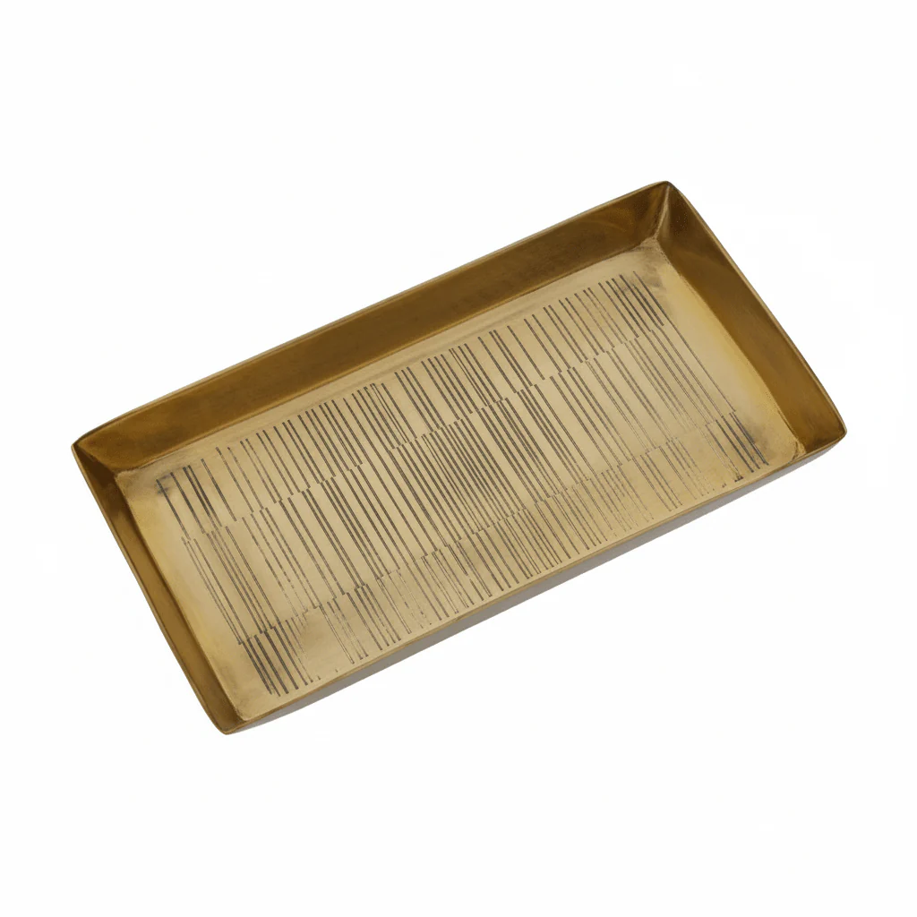 Allegra Line Effect Gold Bathroom Tray