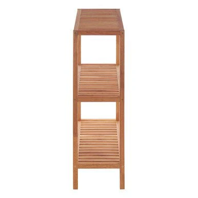 Arla 3 Tier Walnut Wood Bathroom Shelf Unit - Image 6