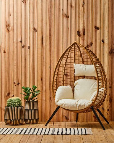 Arlo Large Engraved Natural And Black Wooden Planter - Image 7