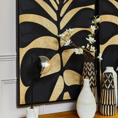 Arlo Large Wooden Engraved Vase In Black And Natural - Image 13