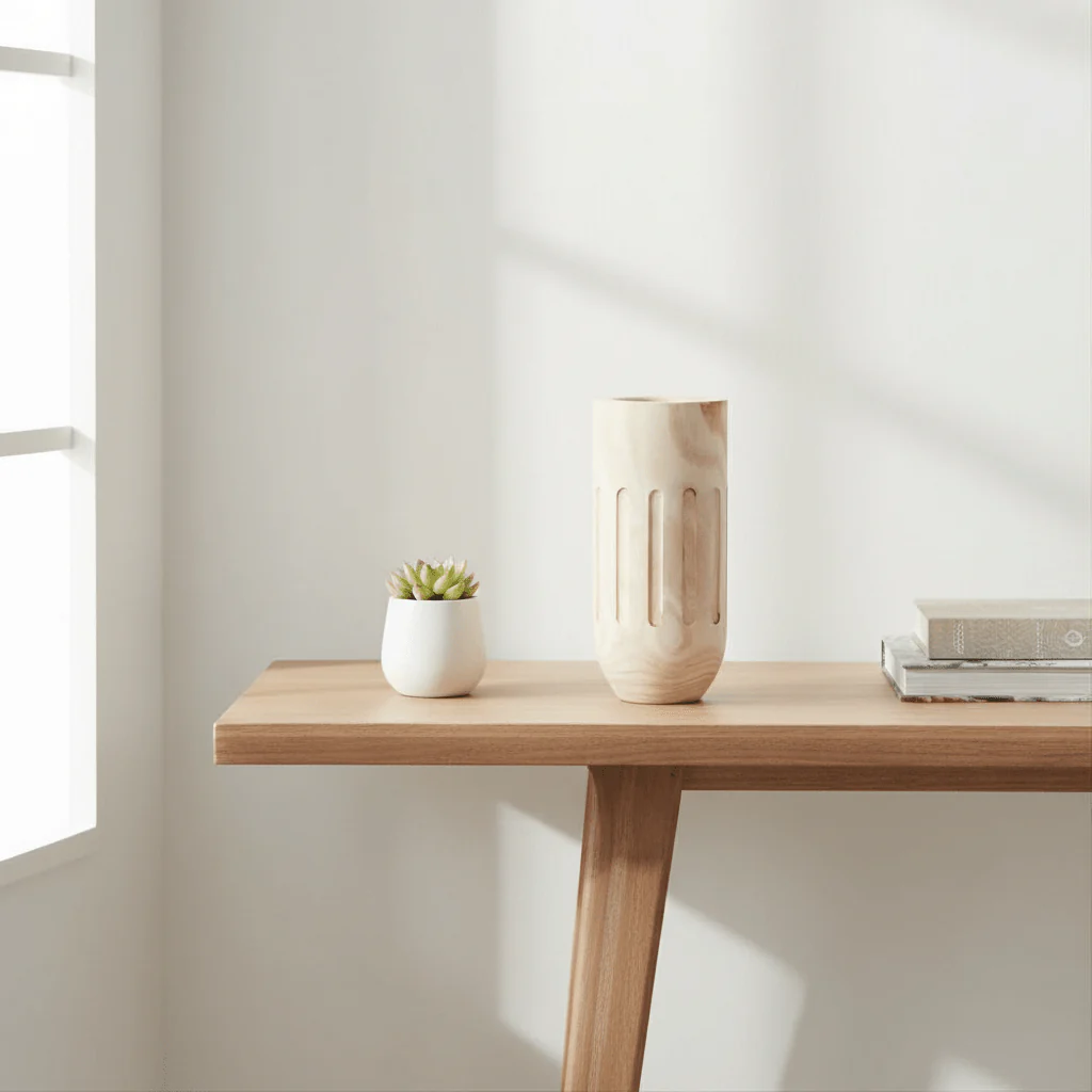Arlo Natural Engraved Wooden Vase. - Image 3