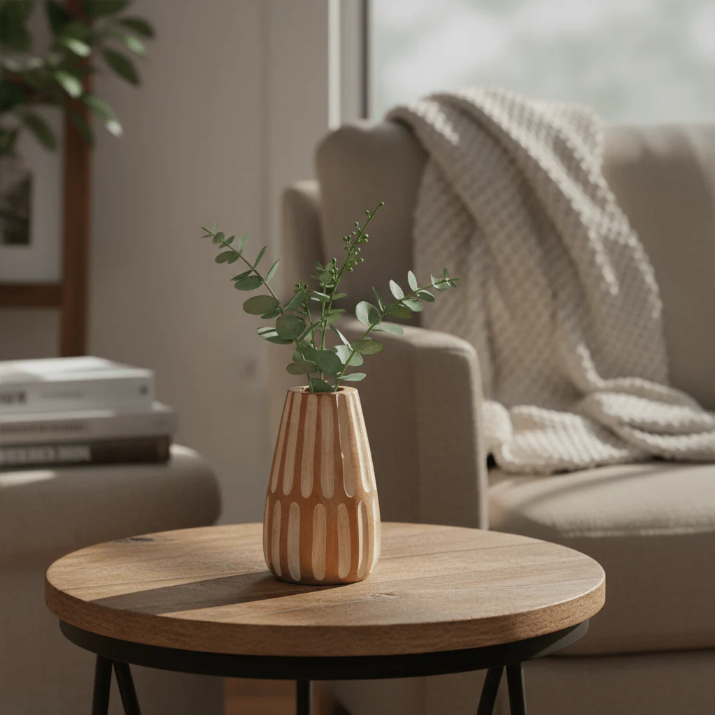 Arlo Small Brown And Natural Wooden Vase - Image 3