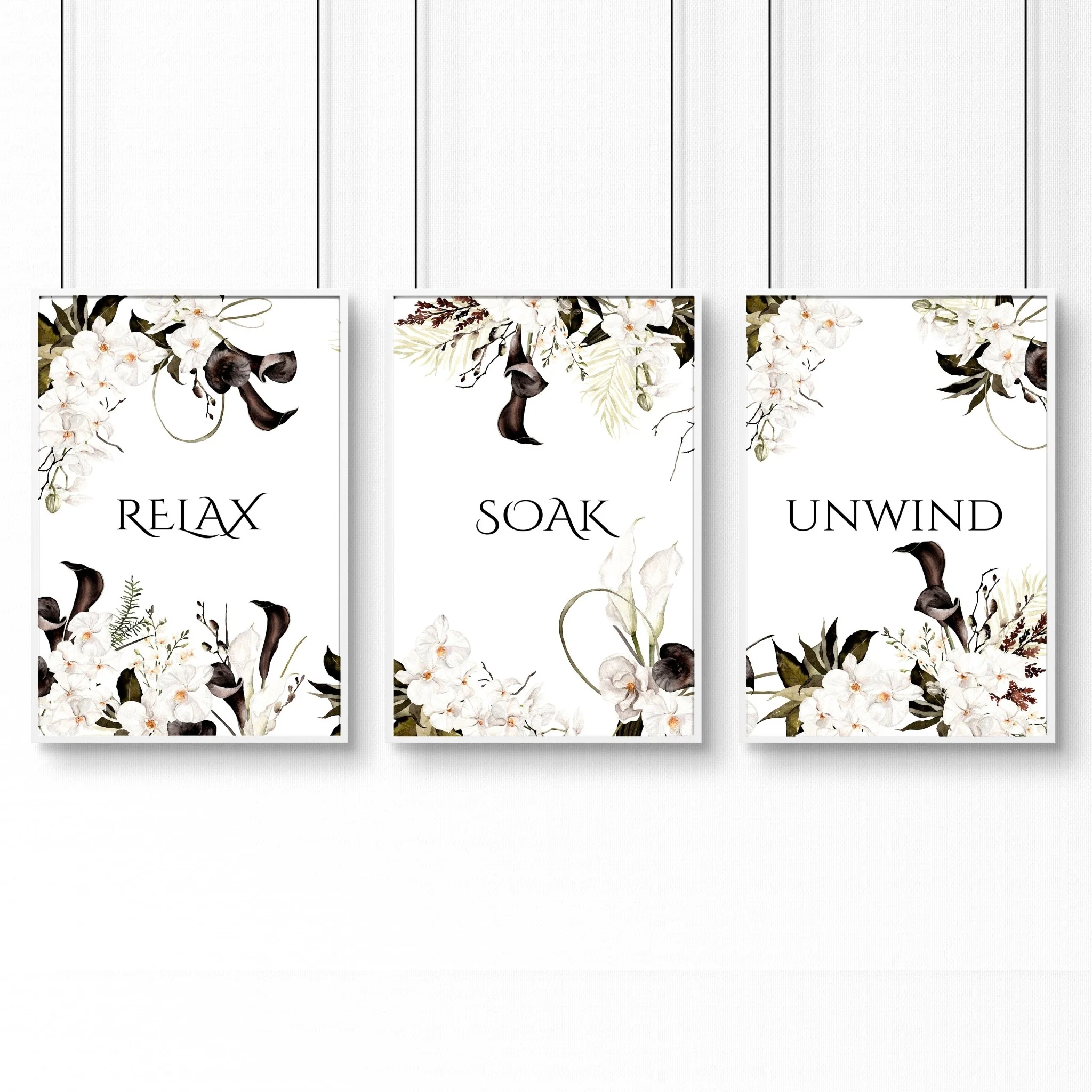 Bathroom Wall Art Black & White Set of 3 Prints - Image 10