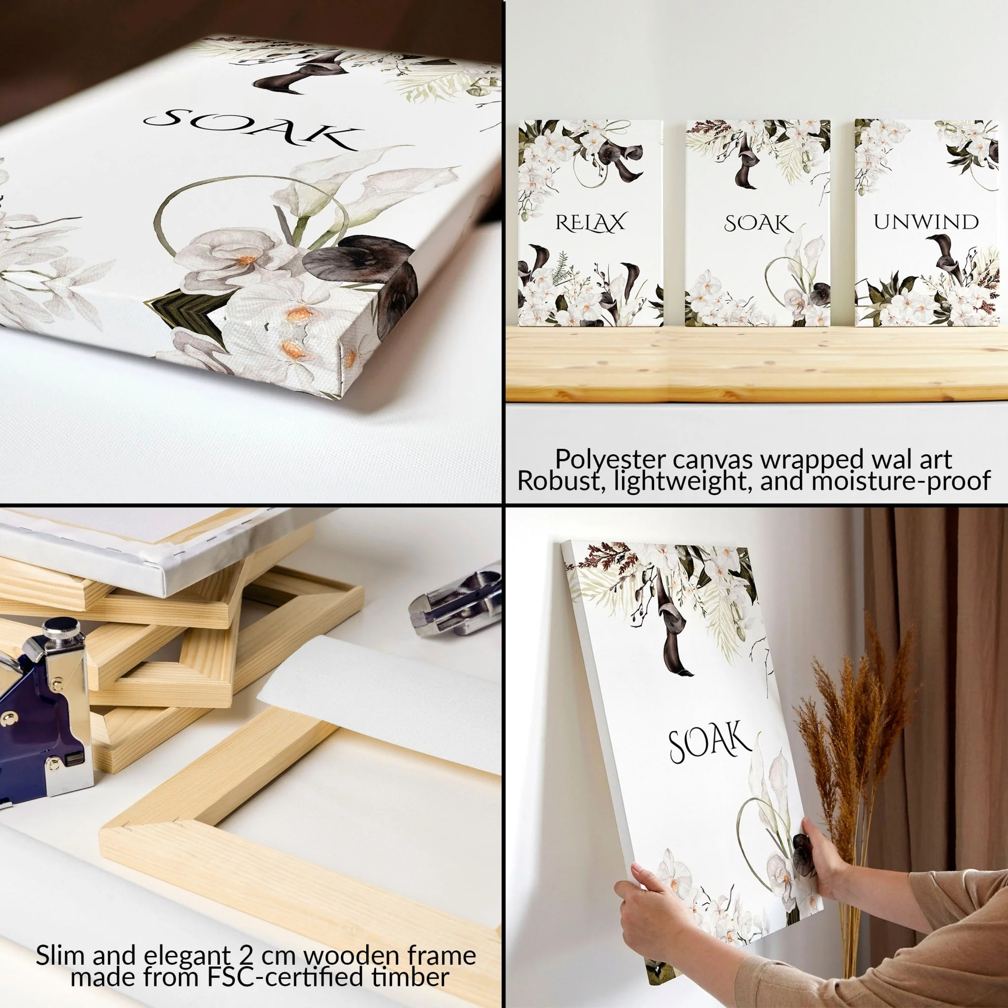 Bathroom Wall Art Black & White Set of 3 Prints - Image 11