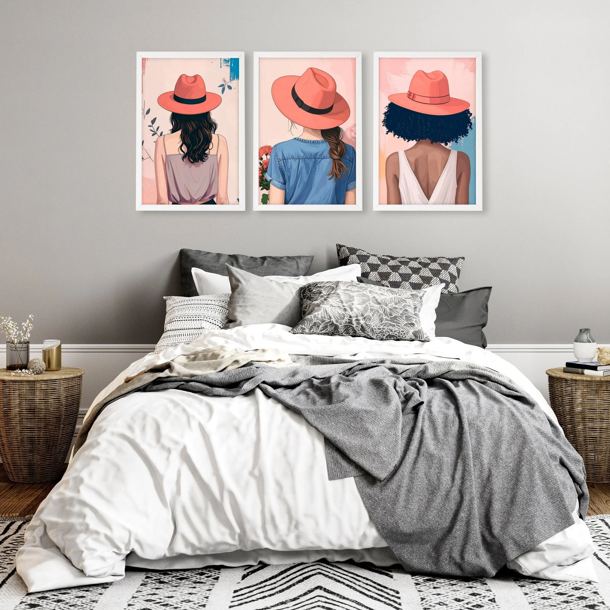 Art For Bedroom | Set of 3 Boho Women Wall art Prints - Image 3