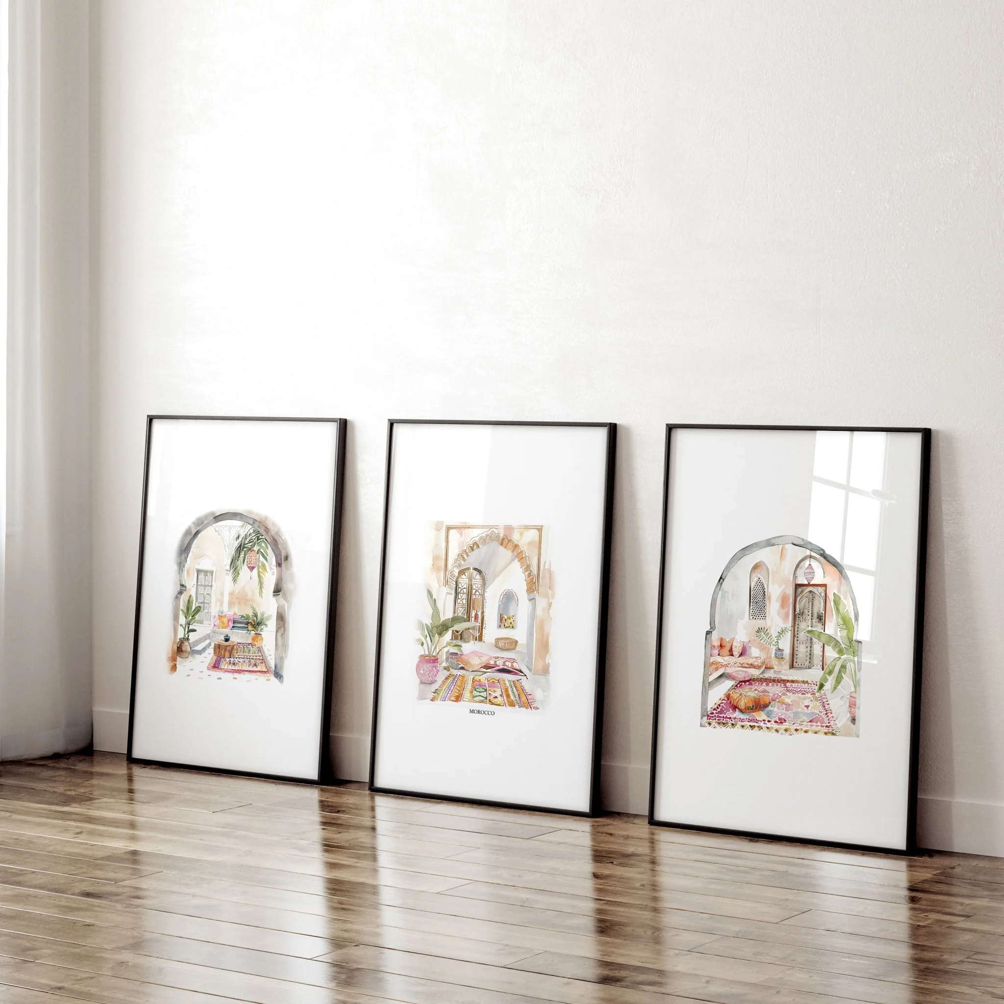 Artwork With Frame | Set of 3 Moroccan Inspired Wall art Prints - Image 3