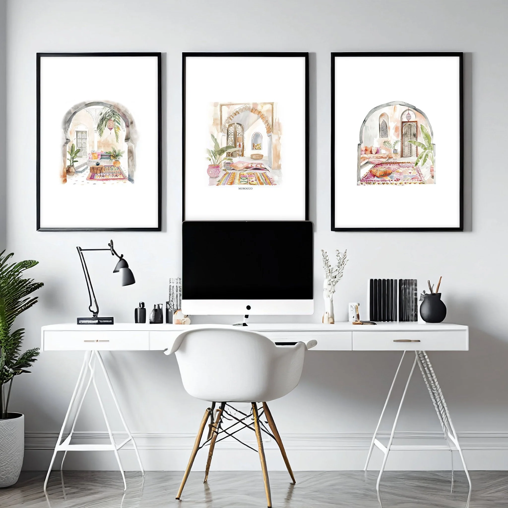 Artwork With Frame | Set of 3 Moroccan Inspired Wall art Prints - Image 4