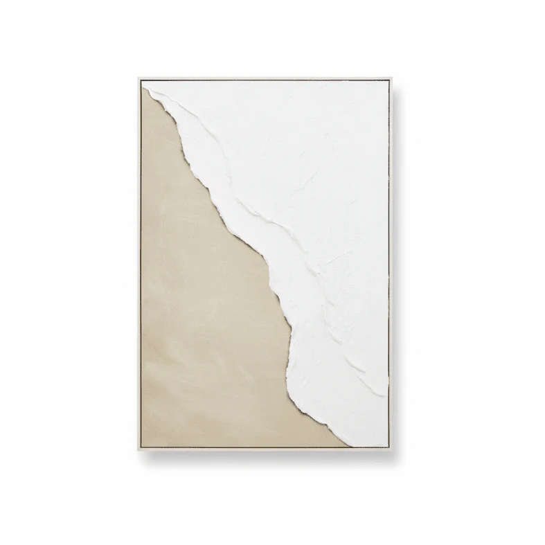Astratto Canvas Natural And White Textured Plaster Wall Art - Image 7