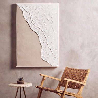 Astratto Canvas Natural And White Textured Plaster Wall Art - Image 8