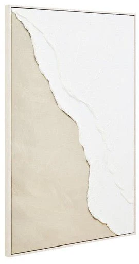 Astratto Canvas Natural And White Textured Plaster Wall Art - Image 9