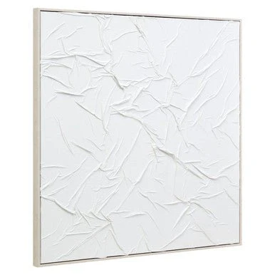 Astratto Canvas White Pleated Fabric Hand Painted Wall Art - Image 5