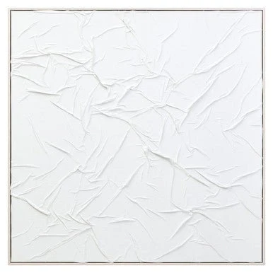 Astratto Canvas White Pleated Fabric Hand Painted Wall Art - Image 7