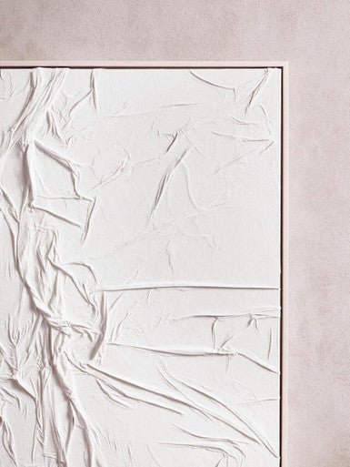 Astratto Canvas White Pleated Fabric Hand Painted Wall Art - Image 8