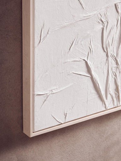 Astratto Canvas White Pleated Fabric Hand Painted Wall Art - Image 9