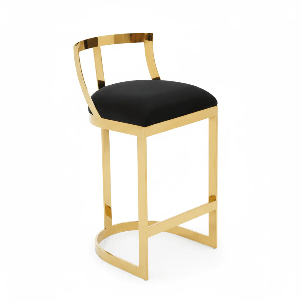 Azalea Black Velvet Bar Stool