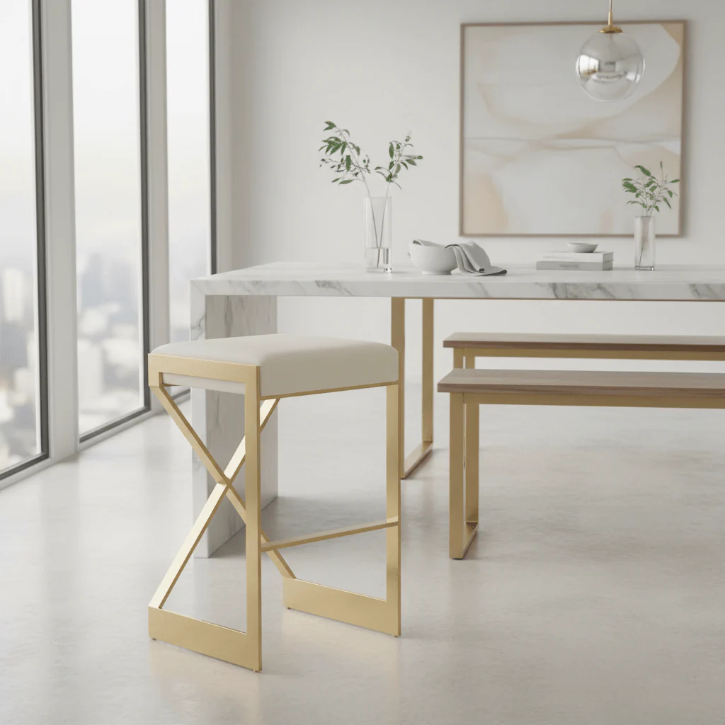 Azalea Ivory And Gold Finish Bar Stool - Image 4