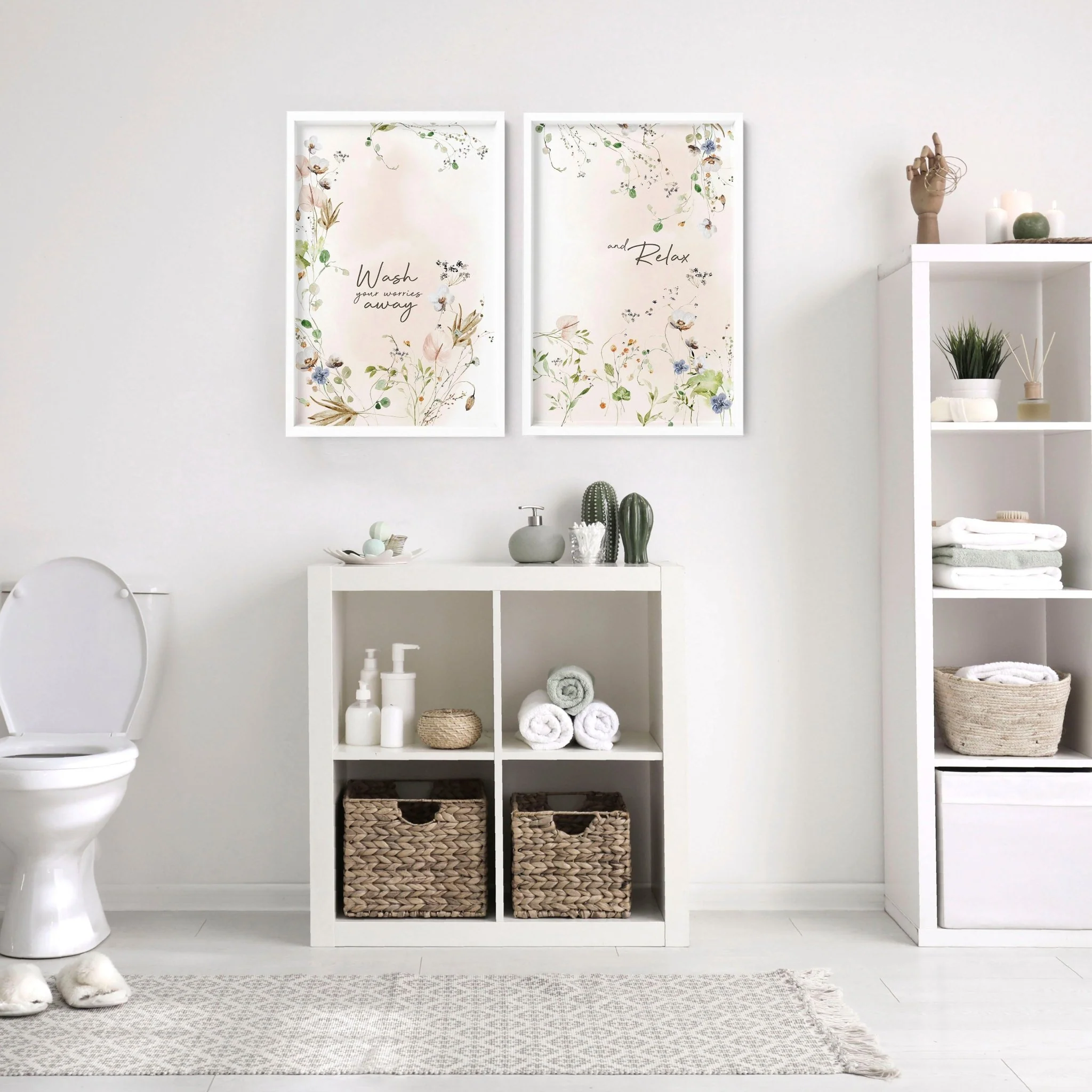 Bathroom decoration items | Set of 2 Shabby Chic wall art - Image 3