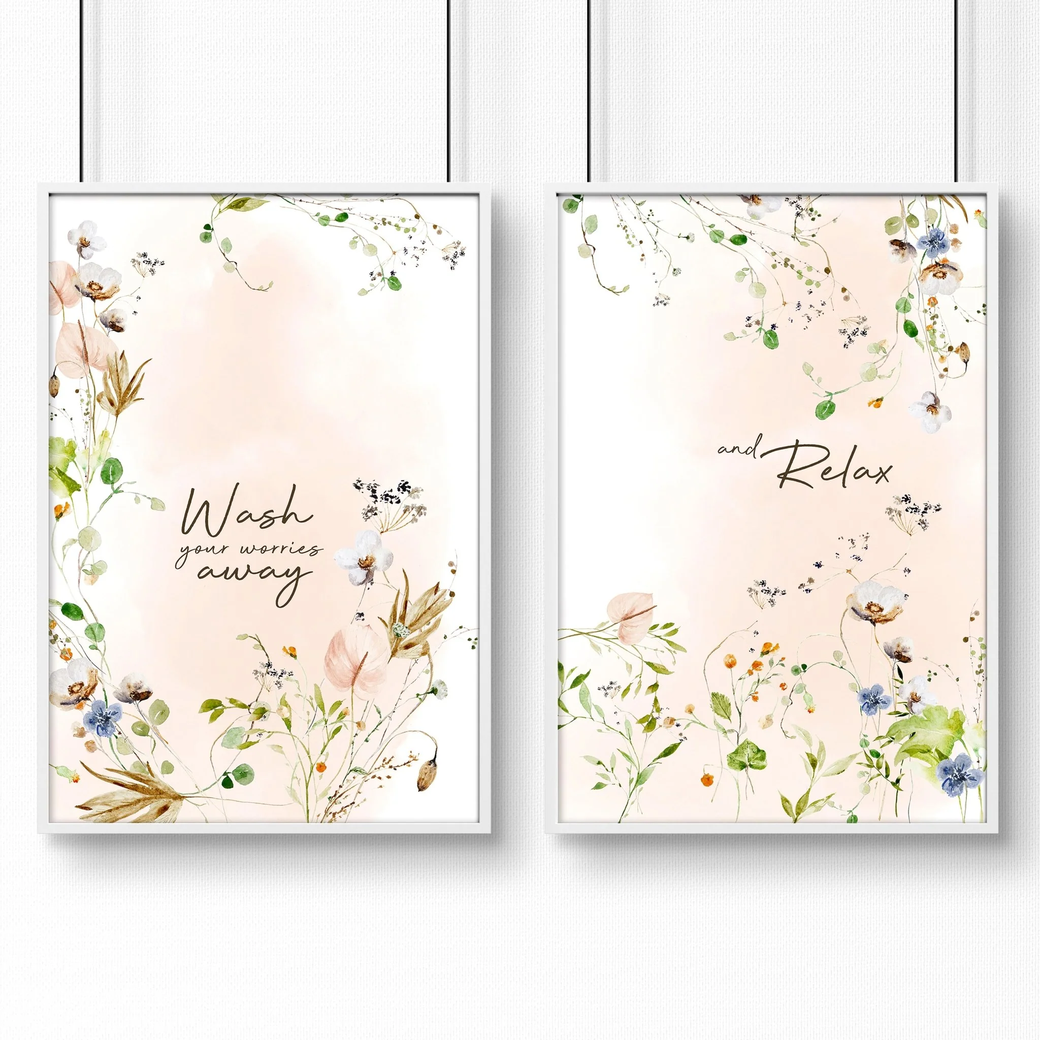 Bathroom decoration items | Set of 2 Shabby Chic wall art - Image 7