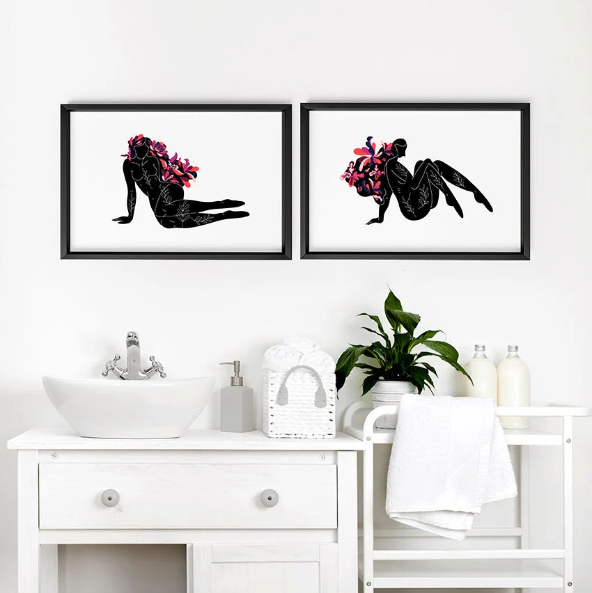 Bathroom framed art | set of 2 unique wall art - Image 2