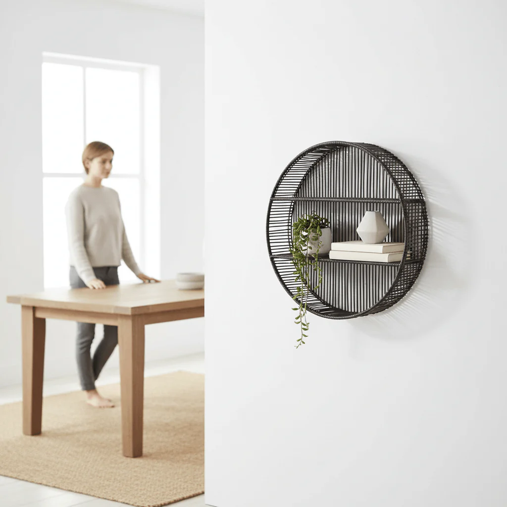 Batu Large Black Rattan Wall Shelf - Image 2