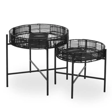 Batu Set of 2 Black Rattan Side Tables - Image 7