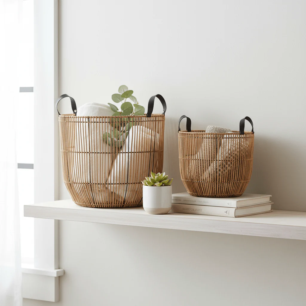 Batu Set of 2 Natural Rattan Baskets - Image 4
