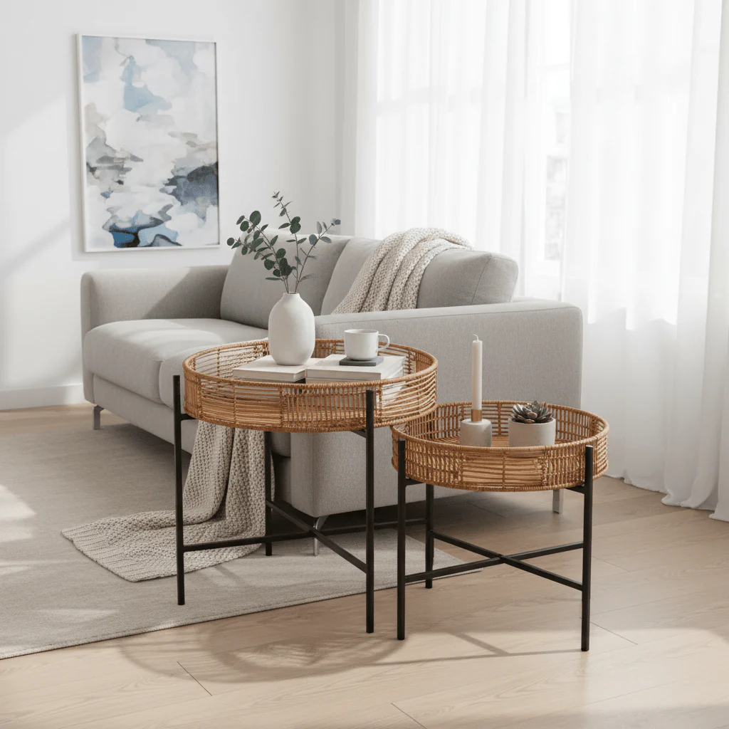 Batu Set of 2 Natural Rattan Side Tables - Image 3