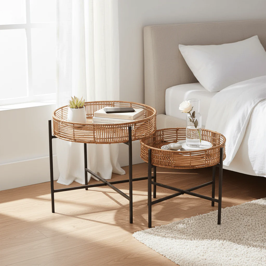 Batu Set of 2 Natural Rattan Side Tables - Image 4