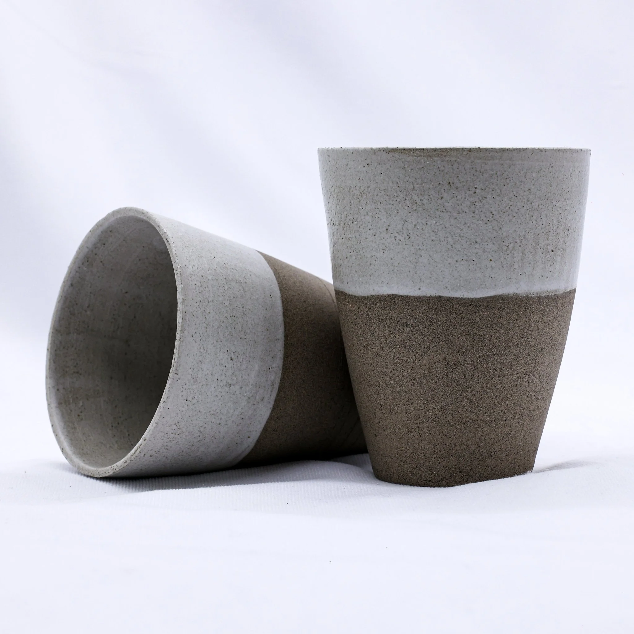 Bianca Quadra Green Handmade Ceramic Smoked Grey Stoneware Tall Ceramic Cup - Image 4