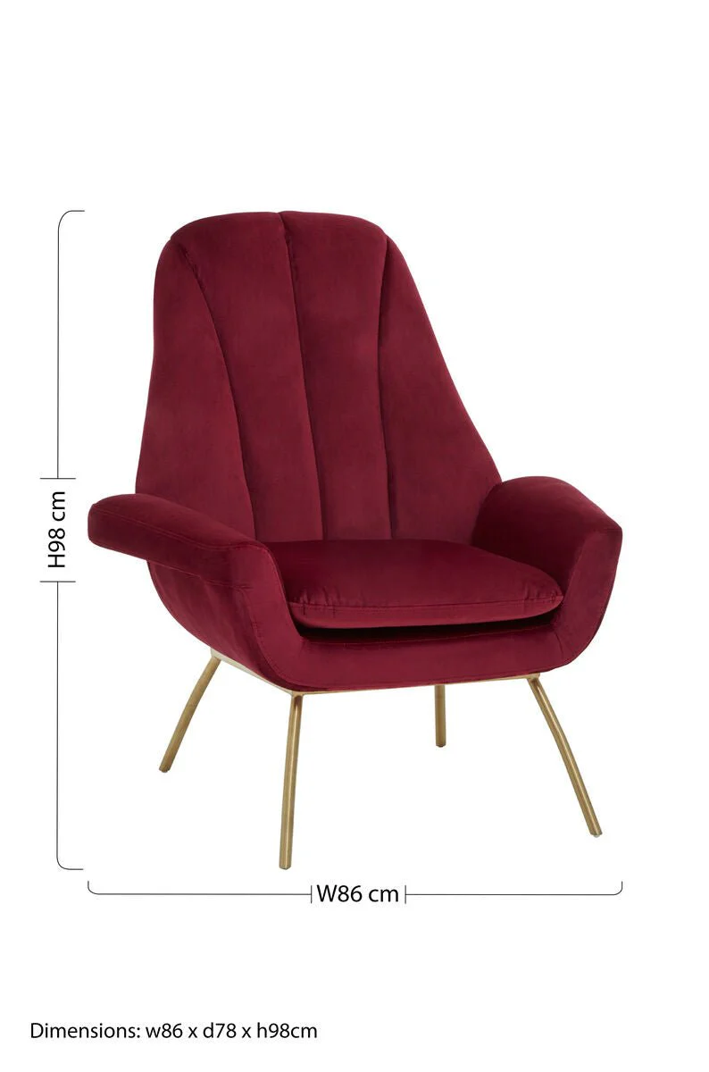 Billi Wine Velvet Lounge Chair - Image 16