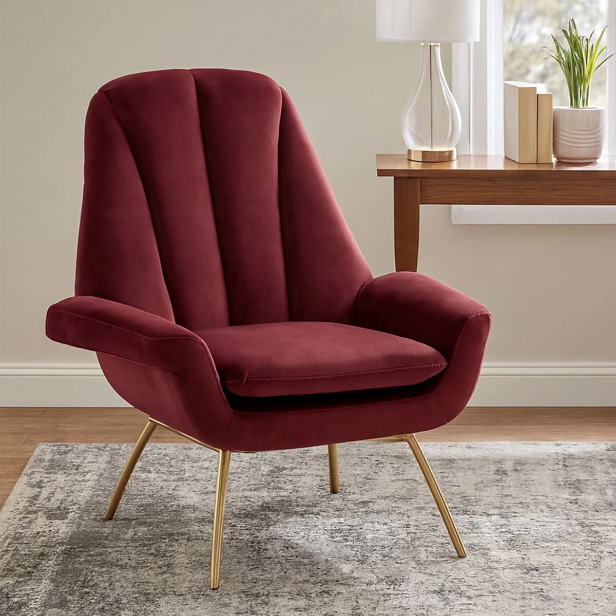 Billi Wine Velvet Lounge Chair - Image 6