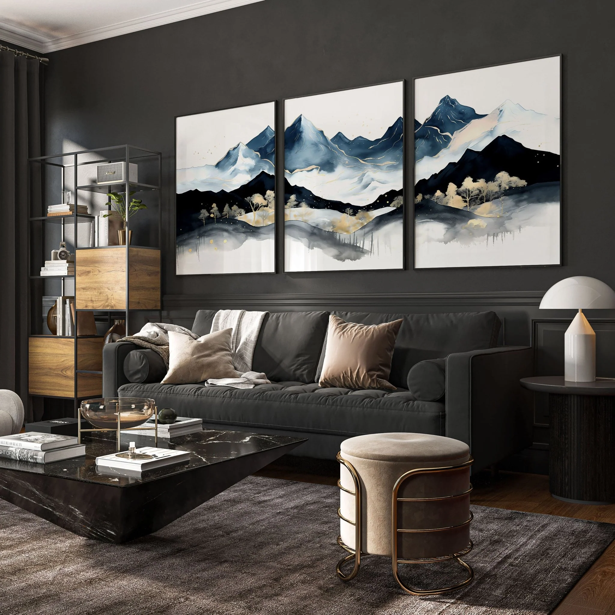 Blue Living Room Wall Art | Set of 3 wall art prints - Image 3