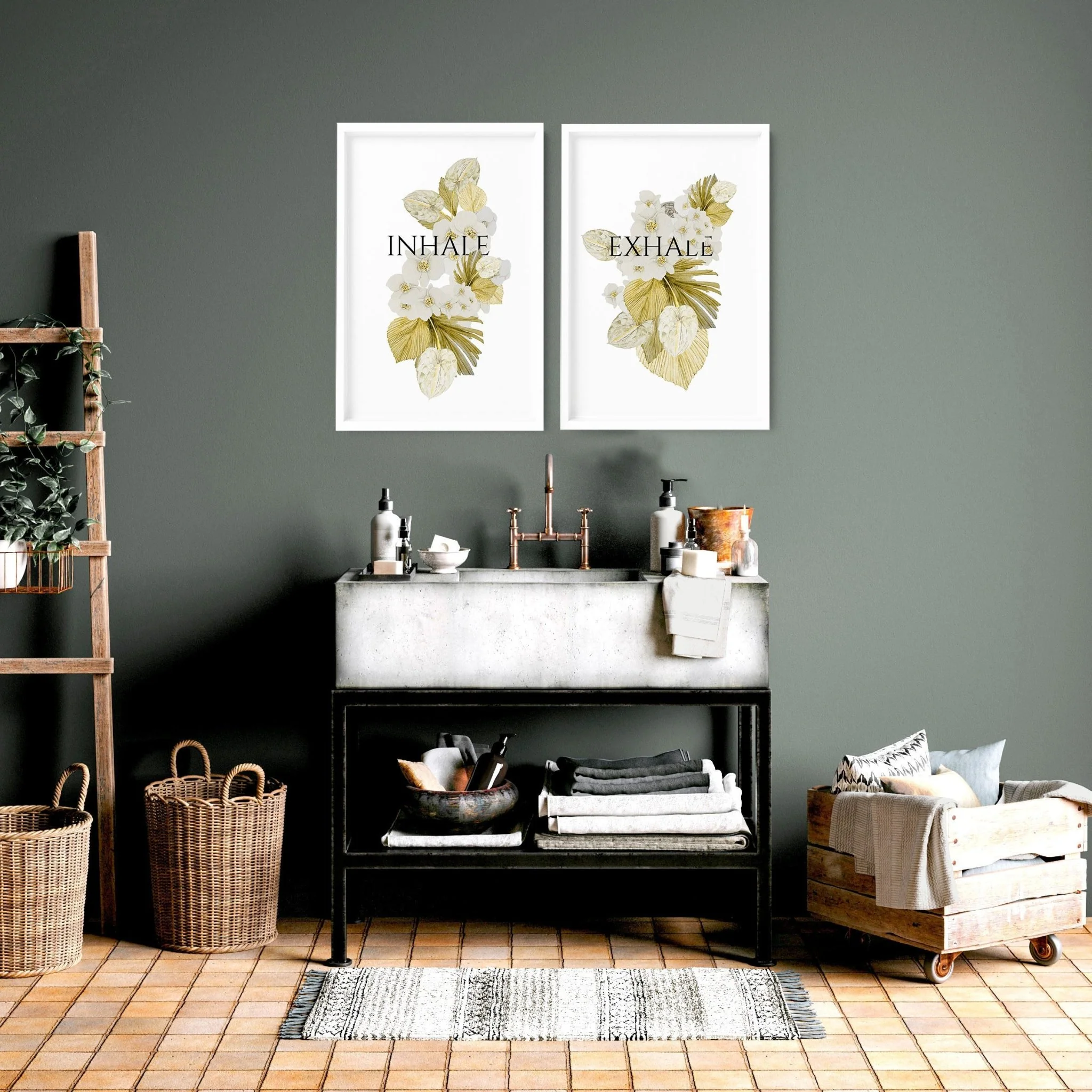 Boho bathroom wall decor | Set of 2 wall art prints - Image 4