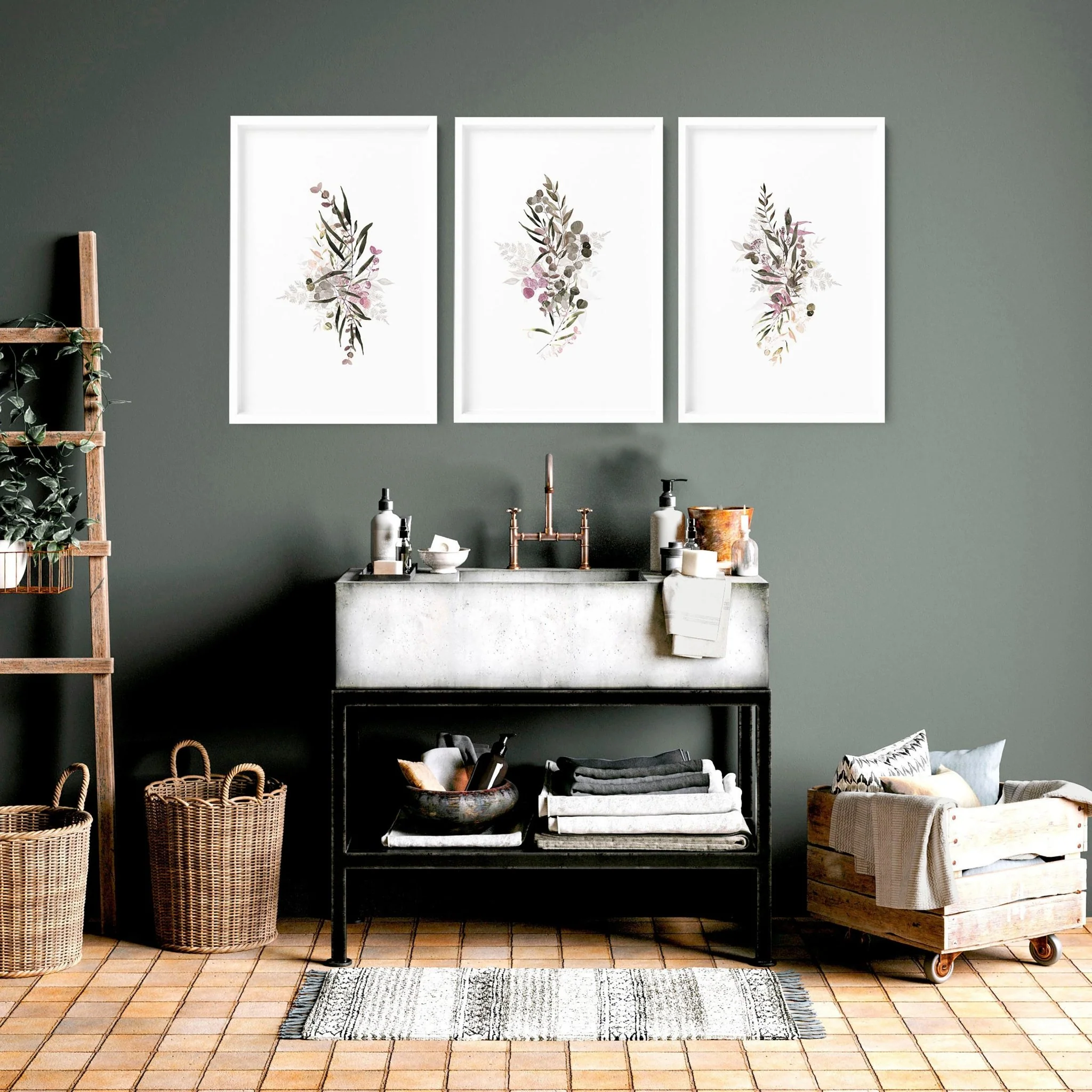 Boho Chic wall art prints | set of Bathroom wall decor - Image 3