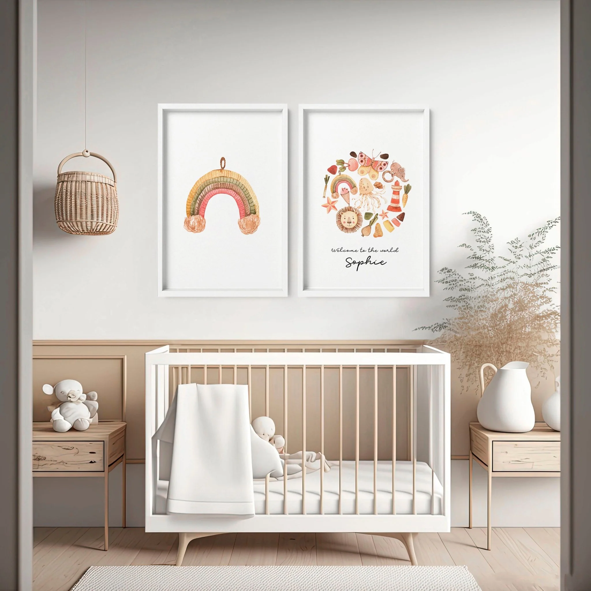 Boho Nursery Decor Set of 2 Wall Art Prints - Image 2