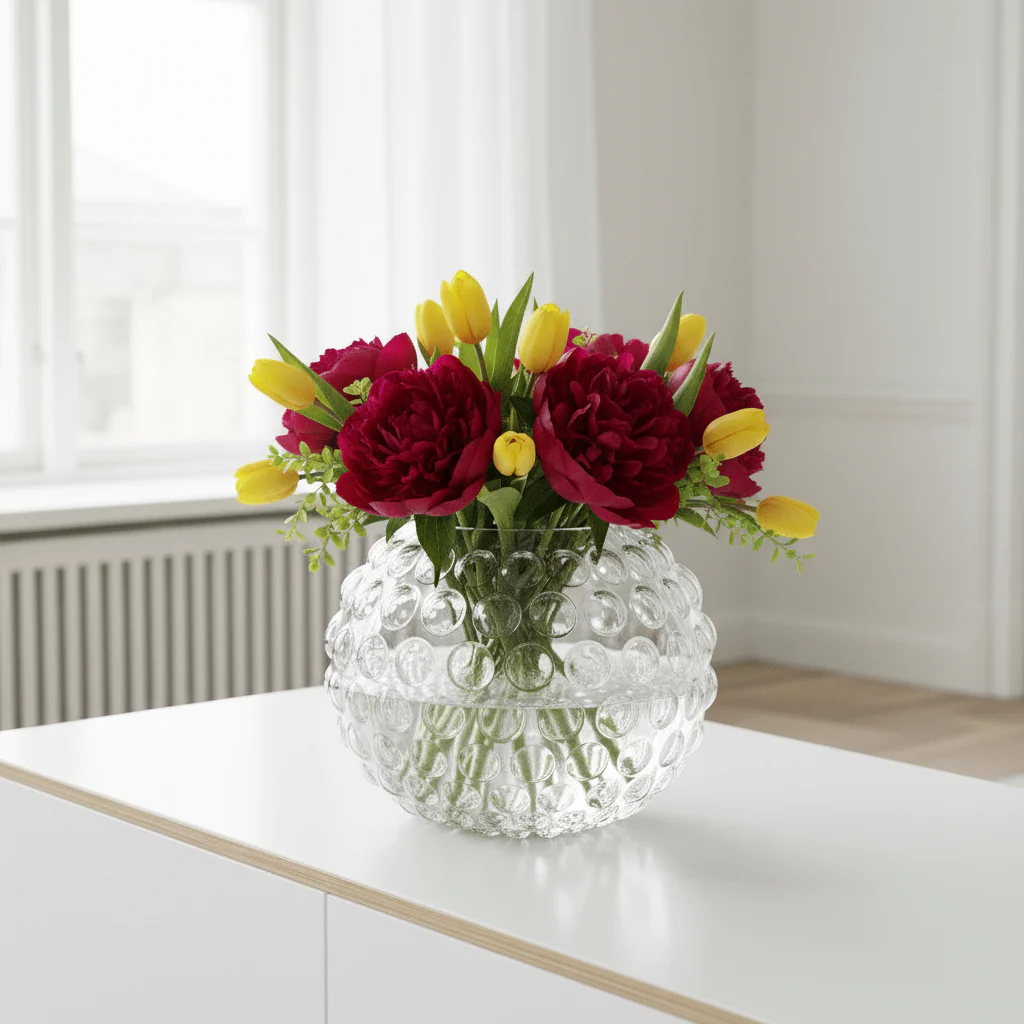 Bolla Large Round Clear Glass Vase - Image 3