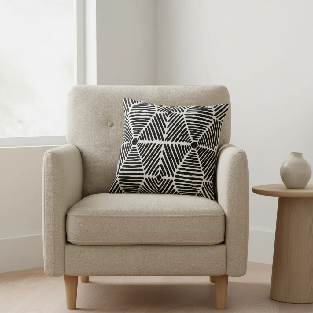 Bosie Ozella Black And White Square Embroidered Cushion - Image 3