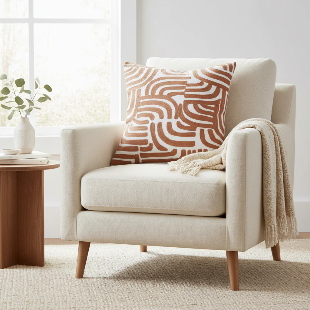 Bosie Ozella Natural And Terracotta Square Cushion - Image 3