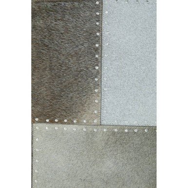 Bosie Safira Large Grey Hair on Leather Patchwork Rug - Image 3