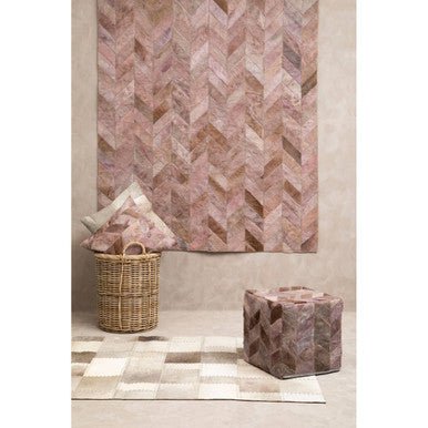 Bosie Safira Large Grey Hair on Leather Patchwork Rug - Image 5
