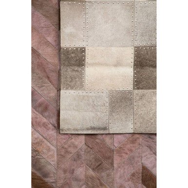 Bosie Safira Large Grey Hair on Leather Patchwork Rug - Image 7